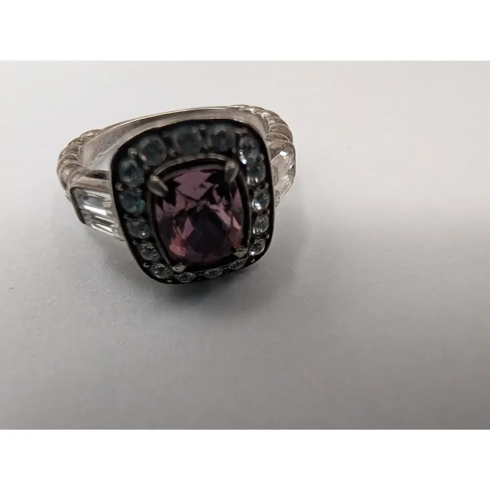 Brighton Elegant Pink Cushion Cut Halo Ring Size 7 Fashion Jewelry